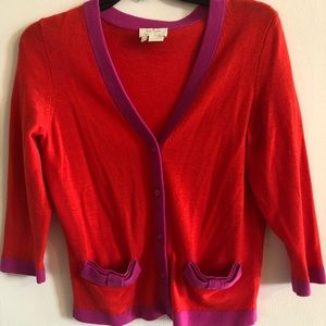 Kate Spade Poppy & Fuchsia Cashmere Cardigan